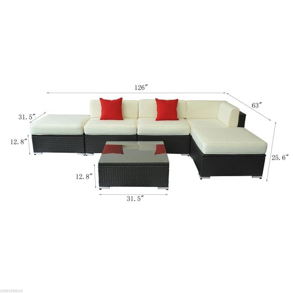 6pcs All-weather Wicker Sectional Sofa