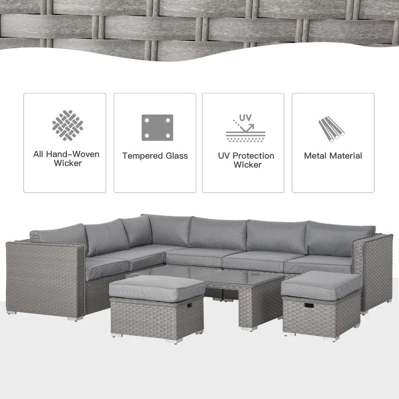6 PCs Rattan Wicker Corner Sofa Set