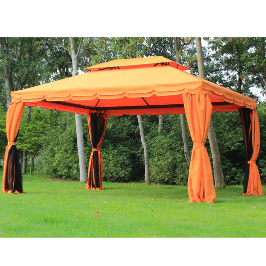 10x13ft Aluminum Frame Gazebo Double Tiered with Netting